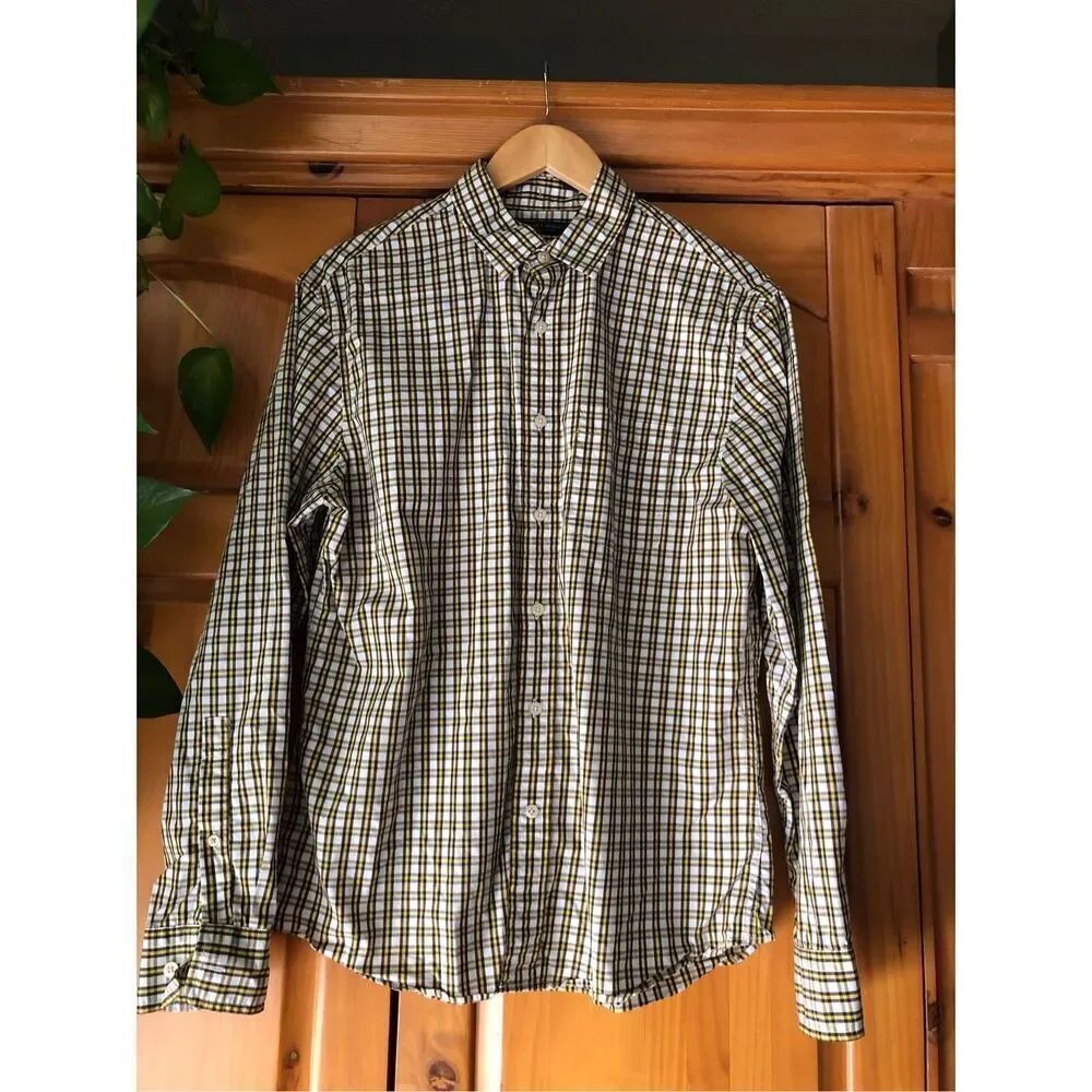 BANANA REPUBLIC Organic Cotton Plaid Multi Button up Shirt SZ M